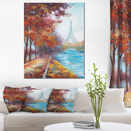 Eiffel Tower View in Fall- Landscape Canvas Artwork
