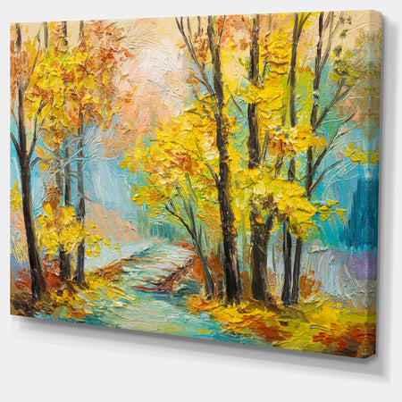 Yellow Falling Forest - Landscape Canvas Art Print