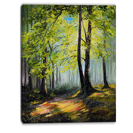 Green Autumn Forest - Landscape Canvas Art Print