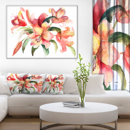 Lily Flowers Watercolor Illustration - Floral Canvas Art Print
