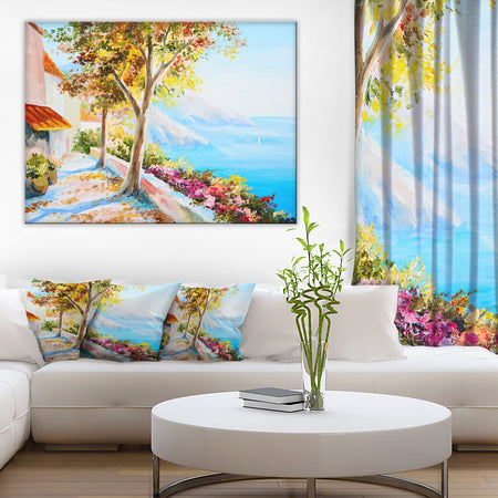 House and Sea in the Fall - Landscape Canvas Art Print