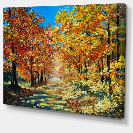 Bright Day in Autumn Forest - Landscape Canvas Artwork