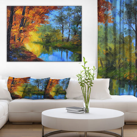 Autumn Reflecting in River - Landscape Artwork Print