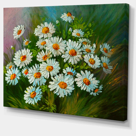 Heavily Textured Daisies Art - Floral Canvas Print