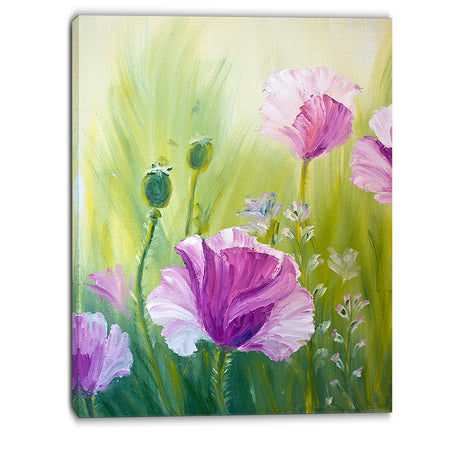 Purple Poppies in Morning - Floral Canvas Art Print