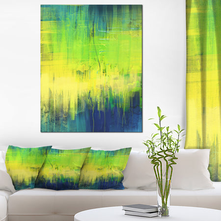 Green Blue Fusion - Abstract Canvas Art Print