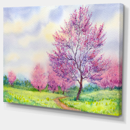 Purple Spring Landscape Floral Canvas Art Print