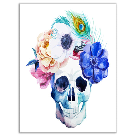 Anemones and Scull - Floral Digital Canvas Art Print