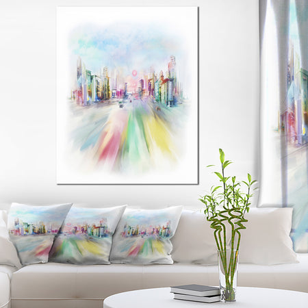 Silhouette of Big City - Digital Cityscape Canvas Art Print