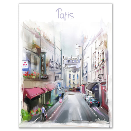 Paris Illustration - Cityscape Digital Canvas Art Print
