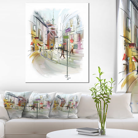 Colorful Illustration of City - Cityscape Canvas Print