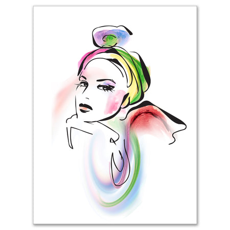 Drawing Portrait of Woman - Digital Canvas Art Print
