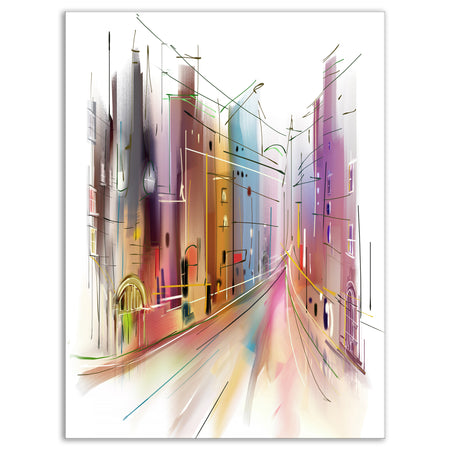 Road in City Illustration Art - Cityscape Canvas Art Print