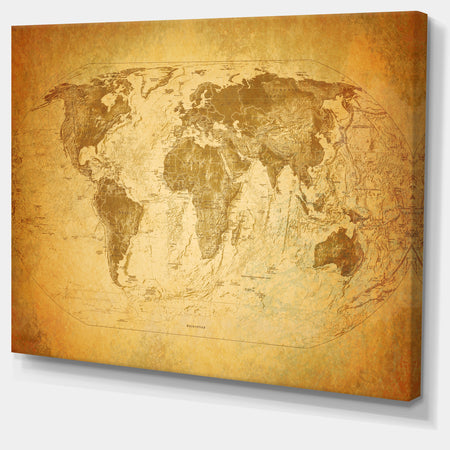 Vintage Classic Map - Contemporary Canvas Art Print