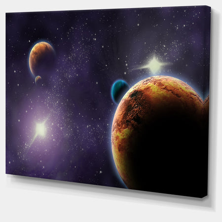 Planets in Deep Dark Space Contemporary Artwork
