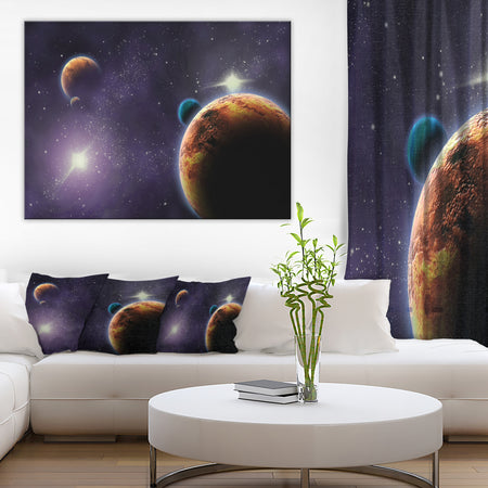 Planets in Deep Dark Space Contemporary Artwork