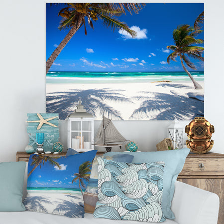 Coconut Palms at Beach - Photo Landscape Canvas Art Print