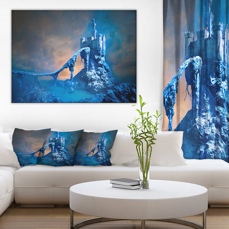 Old Blue Castle Contemporary Canvas Art Print