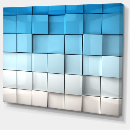 Blue and White Mosaic Cubes - Contemporary Artwork
