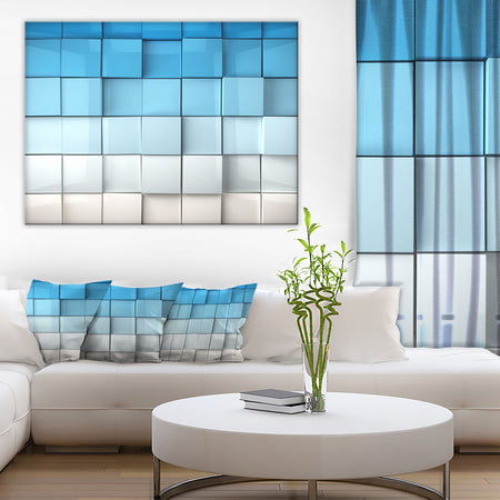 Blue and White Mosaic Cubes - Contemporary Artwork