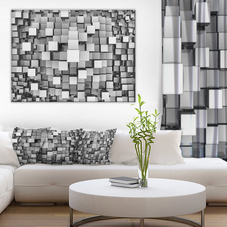 Black and Grey Cubes - Contemporary Canvas Art Print