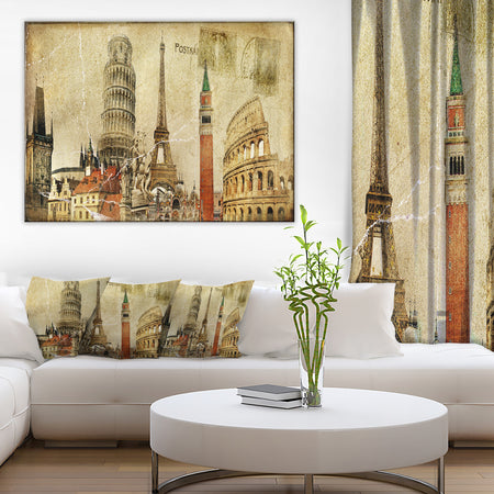 Vintage Postal Card - Contemporary Canvas Art Print