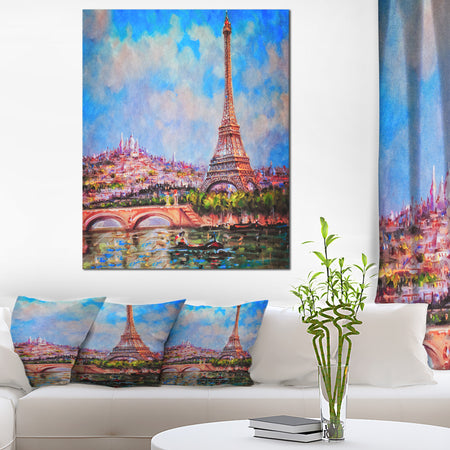 Colorful Eiffel and Sacre Coeur - Photography Canvas Art Print