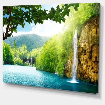 Waterfall in Deep Forest - Landscape Photography Canvas Print