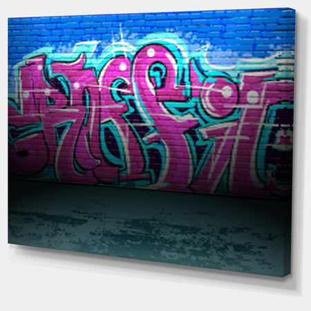 Purple Graffiti Wall - Street Art Canvas Art Print