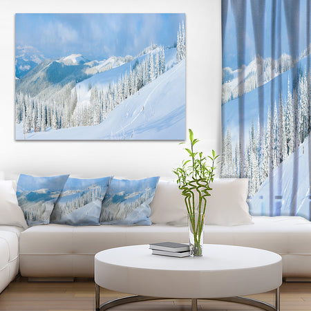 Panoramic Winter Mountain - Landscape Photo Canvas Print
