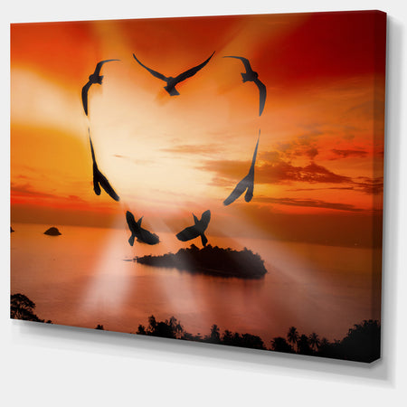 Crow Heart at Sunset - Digital Art Canvas Print