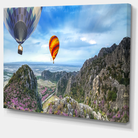 Mountains and Balloon Landscape - Photo Canvas Print