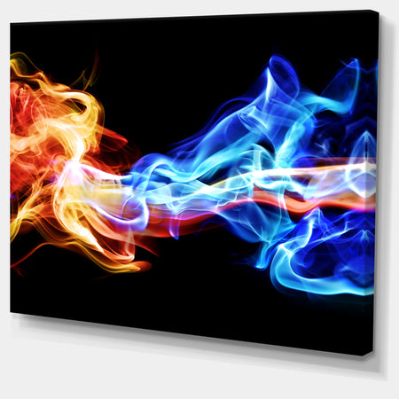 Red and Blue Smoke Abstract - Digital Art Canvas Print