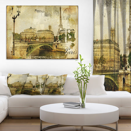 Vintage Paris - Digital Art Cityscape Canvas Print