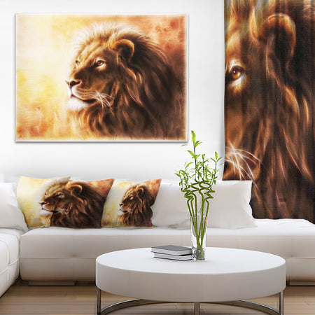 Brown Lion Fractal - Digital Art Animal Canvas Print