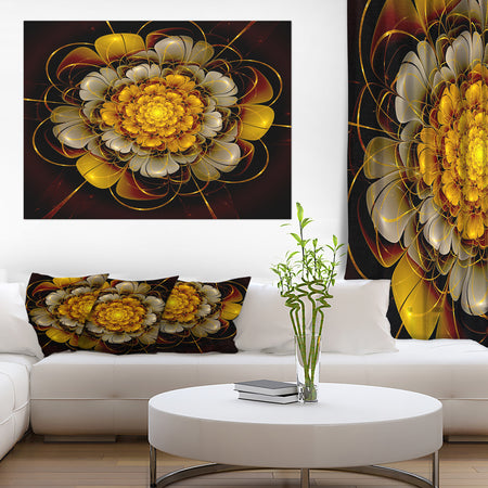 Dark Gold Fractal Flower - Digital Art Canvas Print