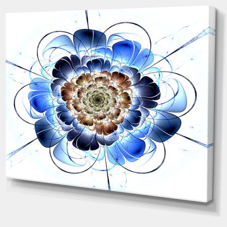 Dark Blue Fractal Flower - Digital Art Floral Canvas Print