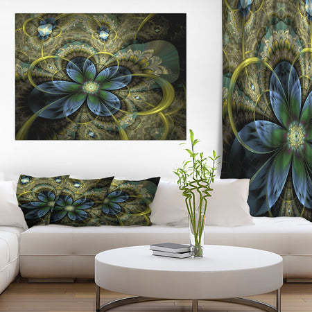 Light Fractal Flower and Butterfly - Digital Art Floral Canvas Print