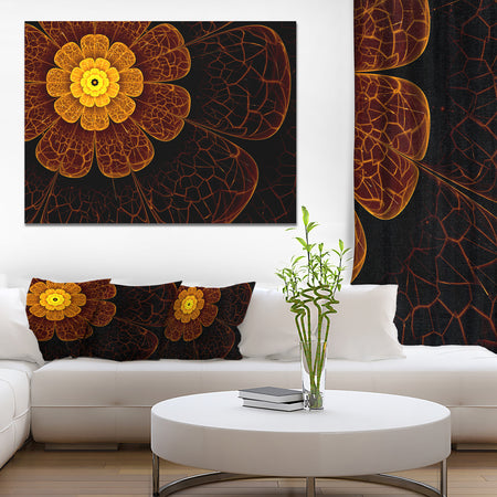 Symmetrical Orange Fractal Flower - Digital Art Floral Canvas Print