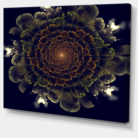Orange Fractal Flower with Green - Digital Art Canvas Print