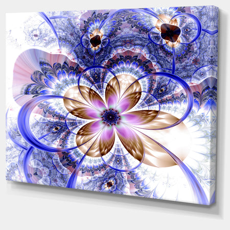 Blue Light Fractal Flower - Digital Art Floral Canvas Print