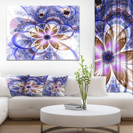 Blue Light Fractal Flower - Digital Art Floral Canvas Print