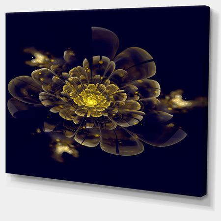 Golden Metallic Fractal Flower - Digital Art Canvas Print