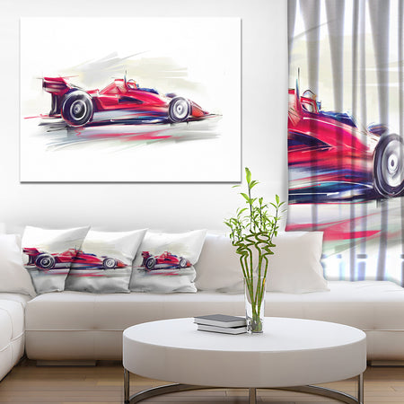 Red Formula One Car - Digital Art Car Canvas Print