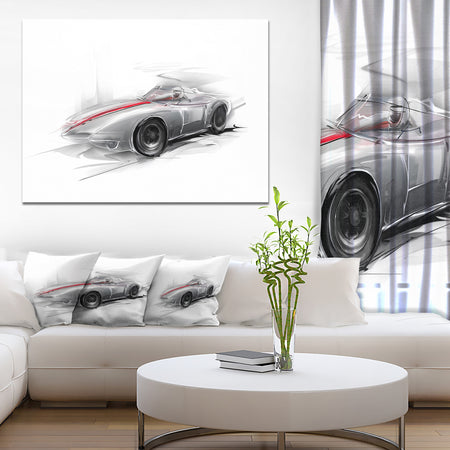 Silver Formula One Car - Digital Art Car Canvas Print