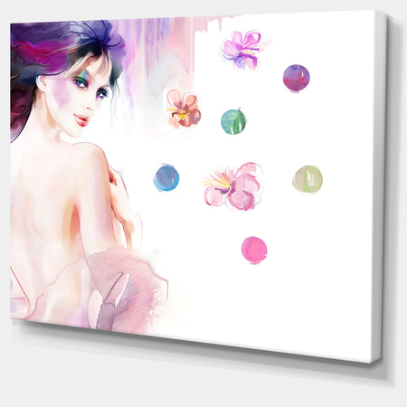 Fashion Woman with Purple Shade - Watercolor Painting Canvas Print