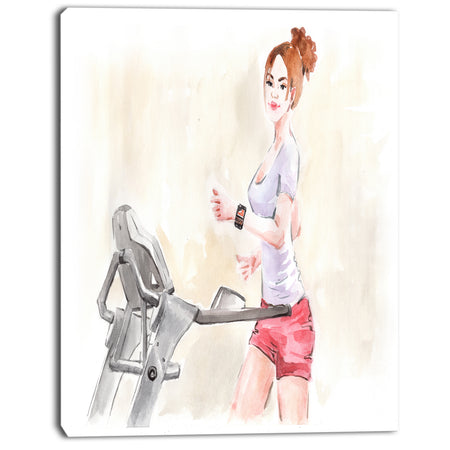 Pretty Workout with Fitness Watch - 16x32 Digital Art Canvas Print