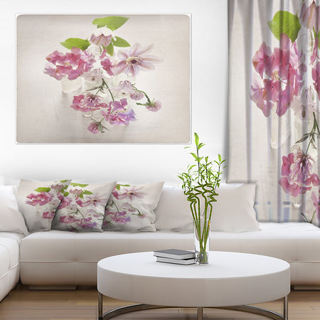 Vintage Pink Flowers - Floral Art Painting Canvas Print