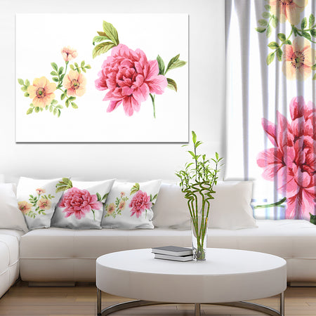 Pink and Orange Flowers - Watercolor Floral Art Canvas Print