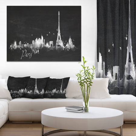 Paris Dark Silhouette - Cityscape Painting Canvas Print